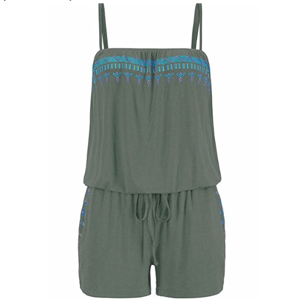 Tribal Print Spaghetti Strap Short Jumpsuit Romper - Picture 2 of 2